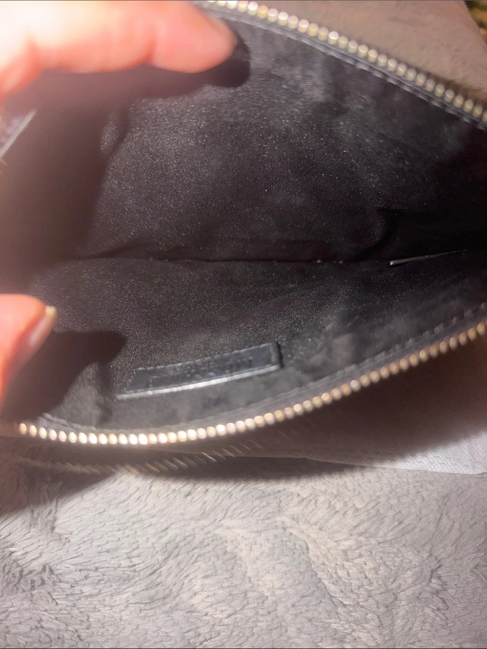 Preloved SpongeBob  Moschino Black Leather Pouch with Yellow Logo Panel